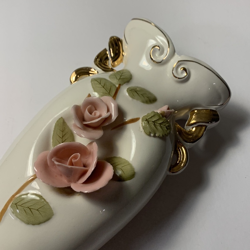 Vintage ceramic Rose Vase with Gold details made in Japan